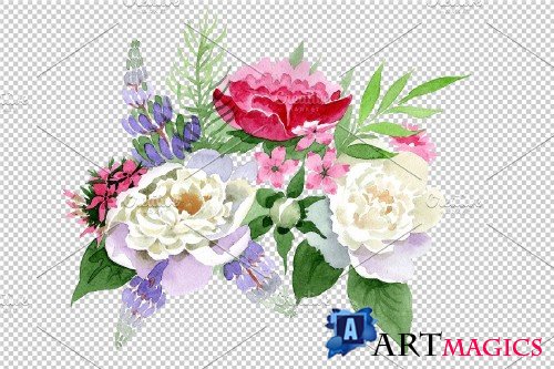Bouquet Carnival of love watercolor - 3958252
