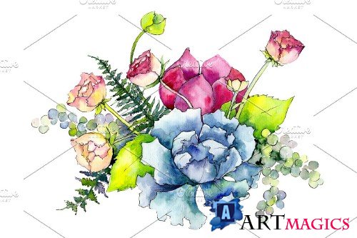 Bouquet Summer miracle watercolor - 3958788
