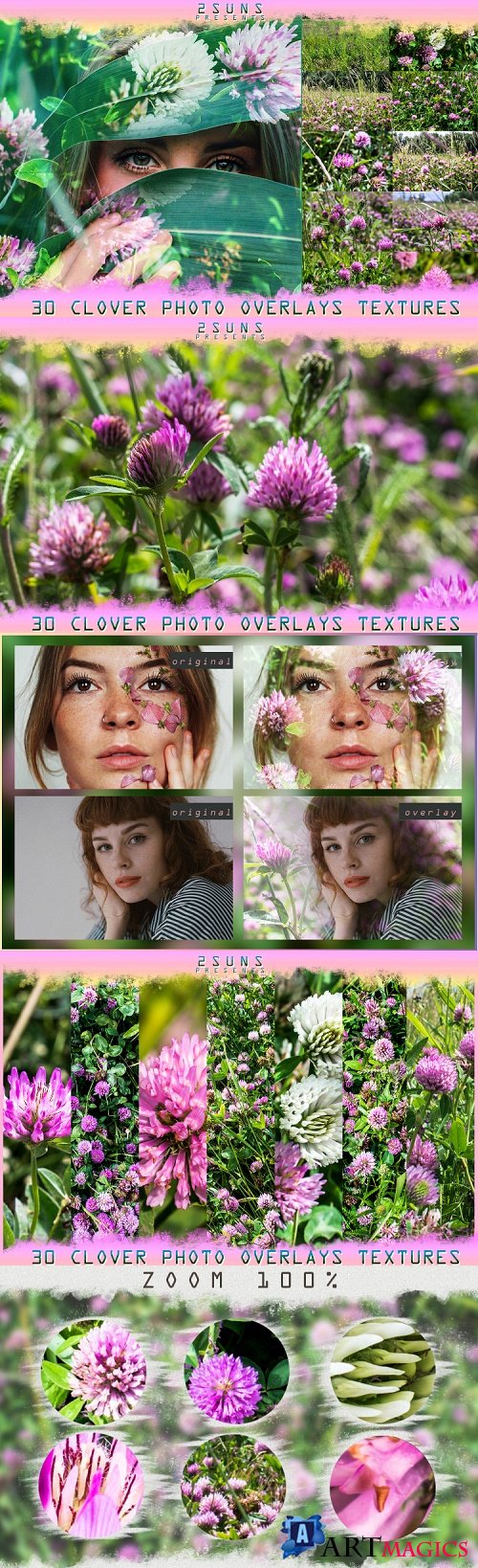 30 Nature textures clover flowers grass green digital 294115
