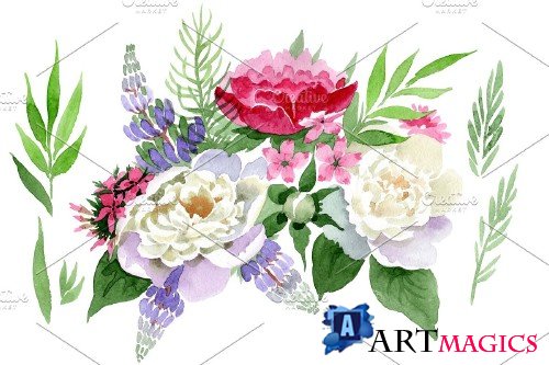 Bouquet Carnival of love watercolor - 3958252