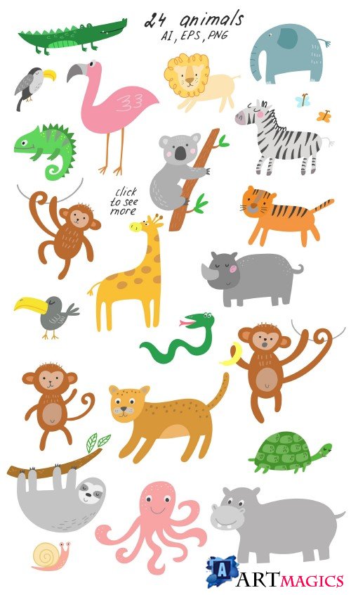 Jungle Animals Clip Art - 3960101