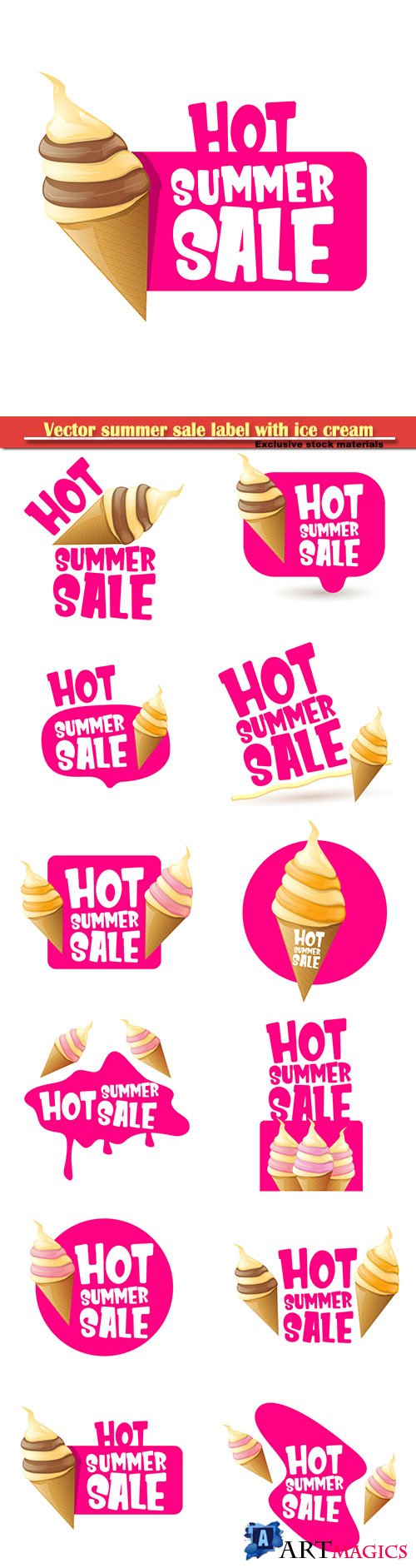 Vector summer sale label with melting ice cream