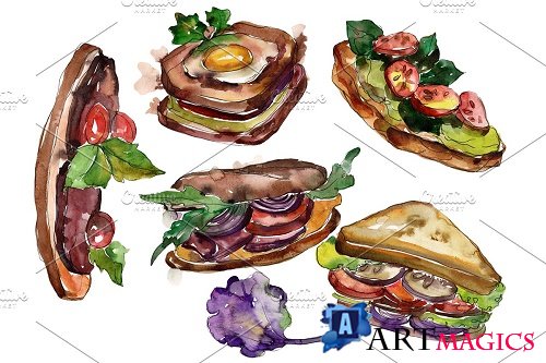 Mega sandwich watercolor png - 3966750