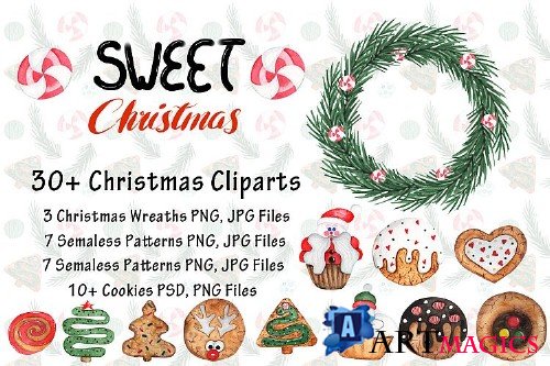 Watercolor Sweet Christmas Cookies