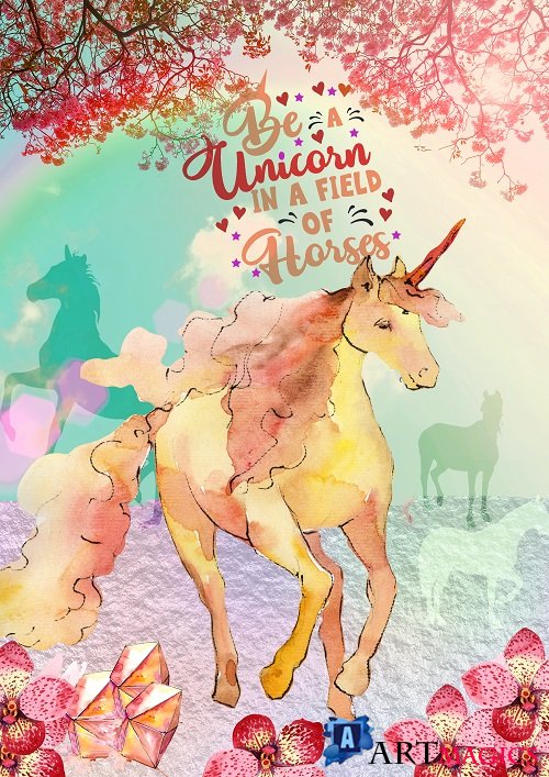 Be a Unicorn in a Field of Horses PNG