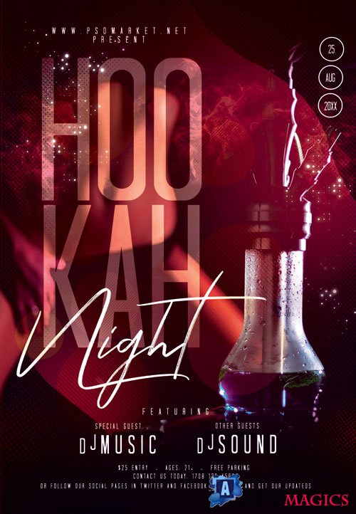 Hookah party night - Premium flyer psd template