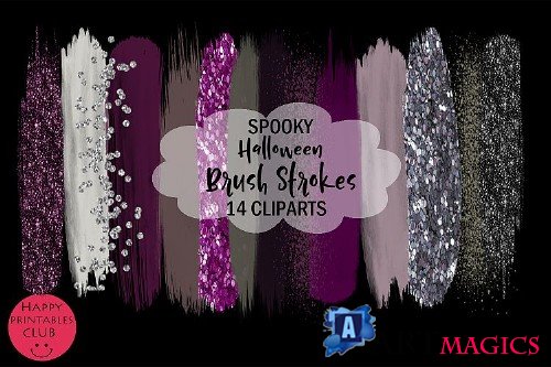 Halloween Brush Strokes Clipart Bundle-Halloween - 300328