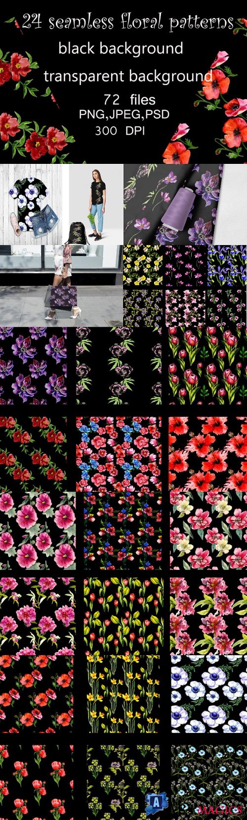 Bundle Seamless Floral Patterns - 1667056