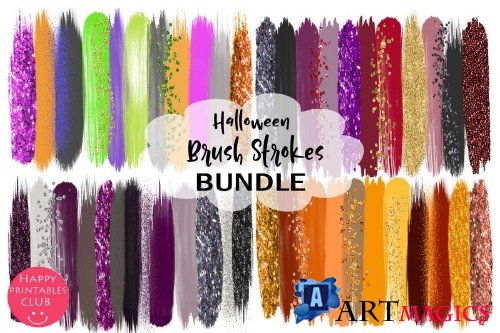Halloween Brush Strokes Clipart Bundle-Halloween - 300328