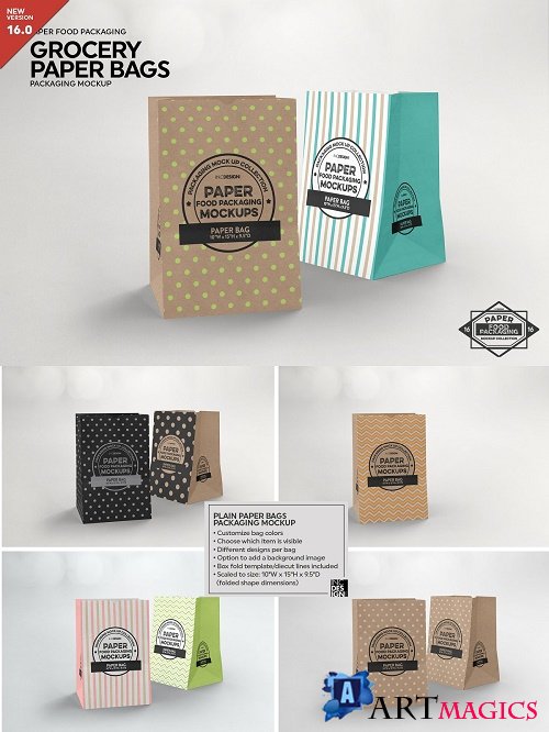 Paper Grocery Bags Packaging Mockup - 3916870