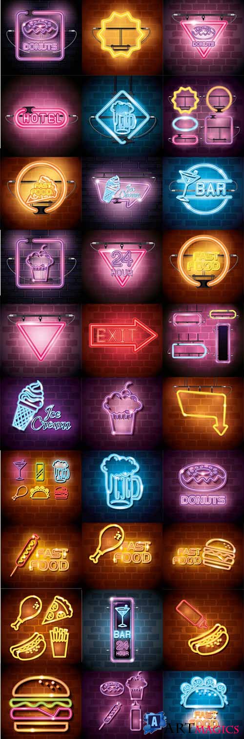     / Neon icons in vector