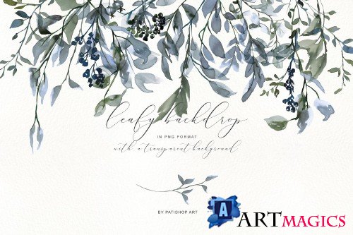 Watercolor Leafy Clipart Collection - 3989801
