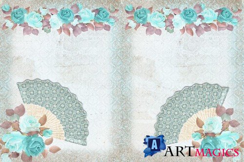 Blue Lady Backgrounds with FREE Clipart and Ephemera - 301319