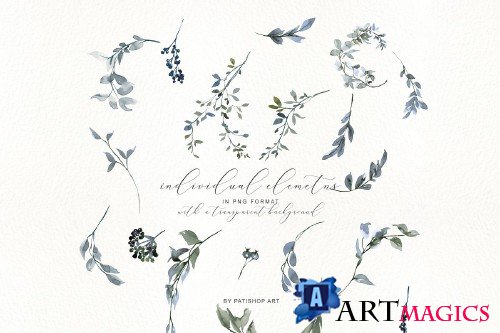 Watercolor Leafy Clipart Collection - 3989801