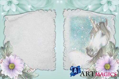Unicorn journaling papers with free ephemera commercial use - 280983