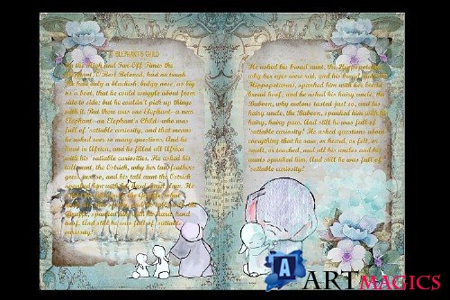 Printable Vintage Journal Kit Elephants 50 Pages Commercial - 270725