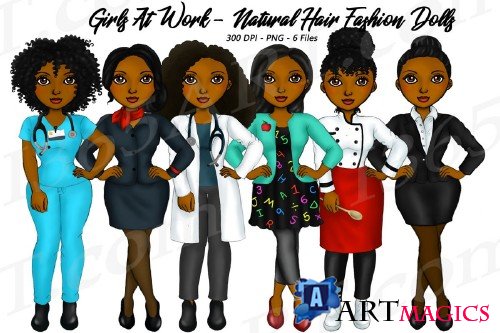 Girls At Work Fashion Clipart, Girl Boss, Natural Hair Girls - 305903
