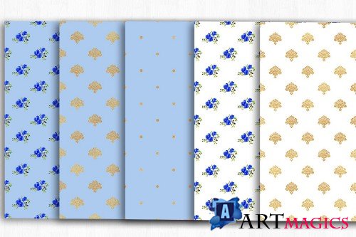 Blue Gold Digital Papers - 3994561