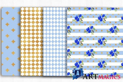 Blue Gold Digital Papers - 3994561