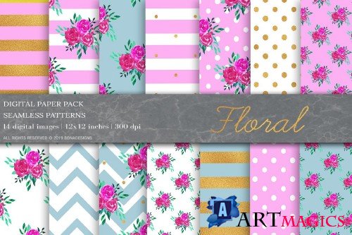 Floral Digital Paper, Shabby Chic - 3994305