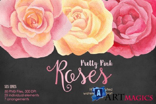 Pretty Pink Roses Watercolor Clipart 679276 