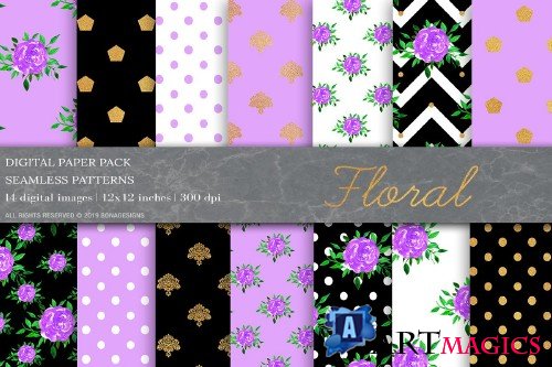 Floral Digital Paper, Floral Pattern - 3993749