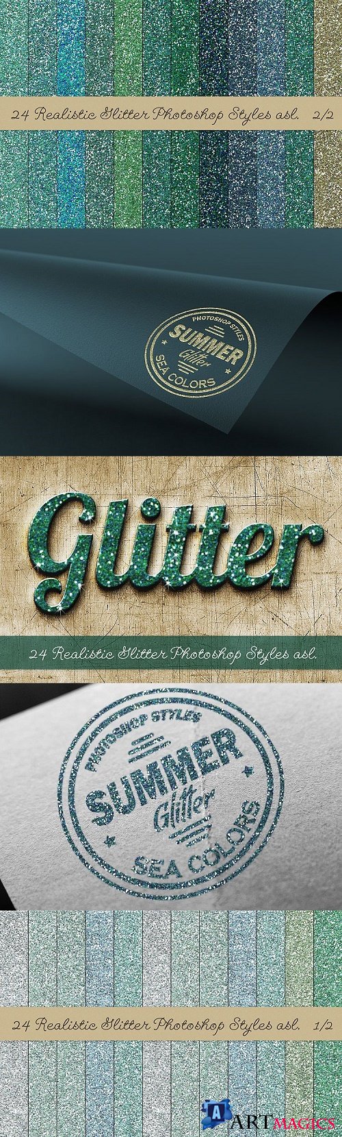 24 Realistic Glitter Photoshop Styles asl - 297600