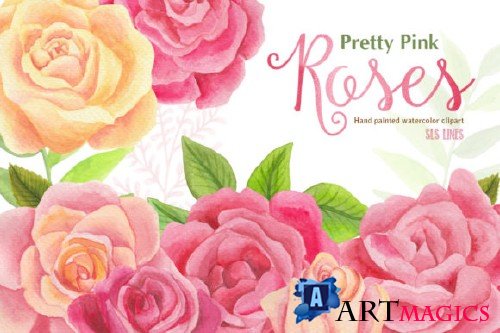 Pretty Pink Roses Watercolor Clipart 679276