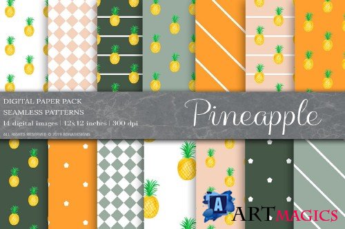 Pineapple Fruit Digital Paper - 4008797
