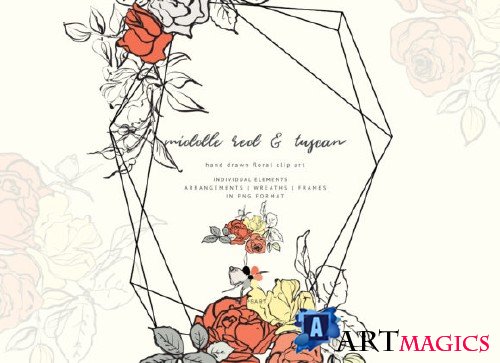 Hand-Sketched Floral Clipart Set - 4007829