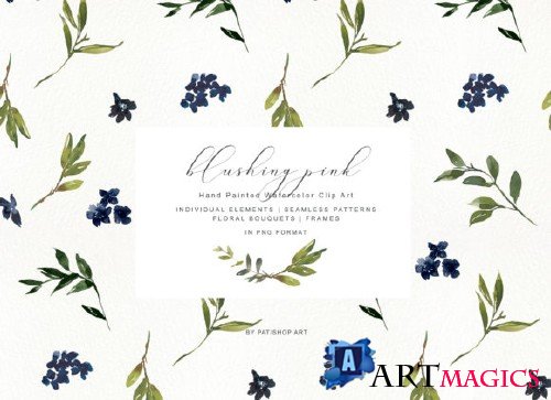 Romantic Blush Floral Clipart Set - 4007550