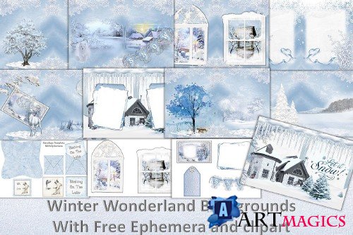 Winter Wonderland Backgrounds free clipart and ephemera - 306002