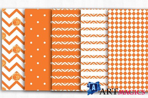 Summer Digital Paper, Orange Pattern - 4000712