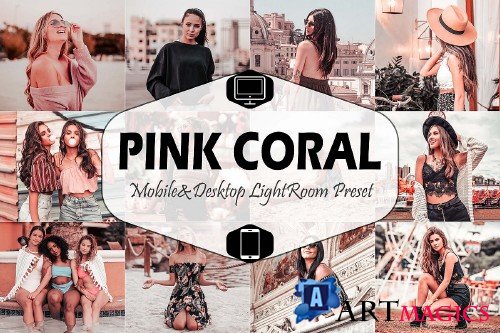Pink Coral Mobile & Desktop Lightroom Presets, Peach modern - 306487