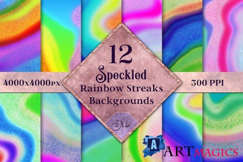 Speckled Rainbow Streaks Backgrounds - 12 Image Textures - 307157