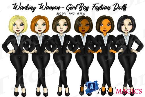 Working Woman Fashion Clipart, Girl Boss Digital Graphics - 305899