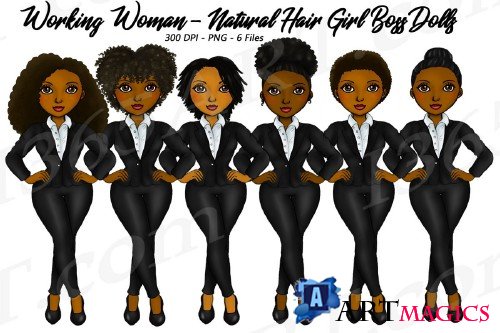 Working Woman Fashion Clipart, Black Girls, NaturalHair - 305900