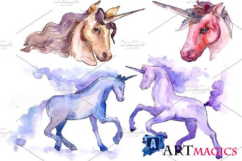 Classic unicorn image watercolor png - 4027353