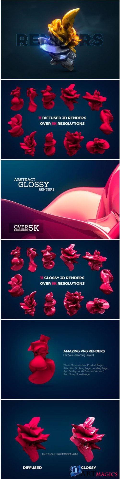 Abstract Glossy 3D Renders - 509980