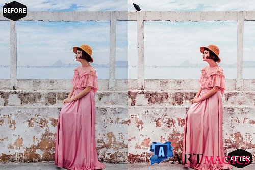 Pink Coral Photoshop Actions And ACR Presets, Peach modern - 311654