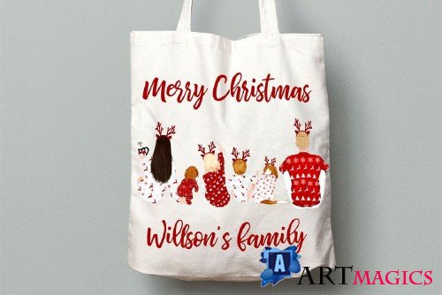 Christmas Family sitting clipart - 4023576