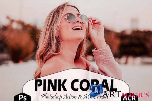 Pink Coral Photoshop Actions And ACR Presets, Peach modern - 311654