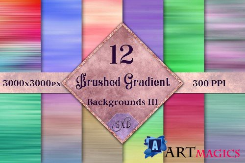 Brushed Gradient Backgrounds III - 12 Image Textures Set - 310693