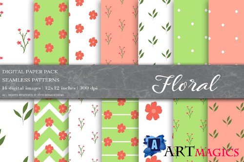 Floral Digital Papers, Floral Patterns - 4025340