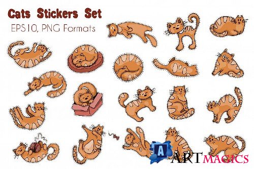 Funny Red Cats - Vector Set - 136708