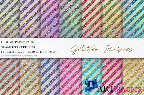 Glitter Stripes Digital Papers - 4045032