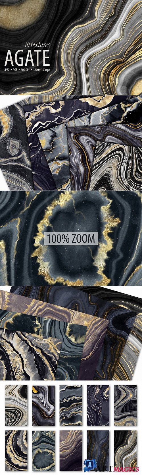 Gold Veined Agate Stone Textures - 3672378
