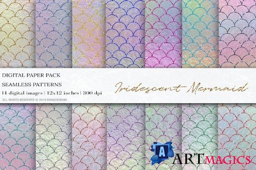 Iridescent Mermaid Digital Papers - 4038052
