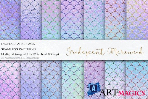 Iridescent Mermaid Digital Papers - 4039043