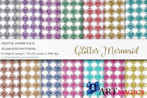 Glitter Mermaid Digital Papers - 4042678